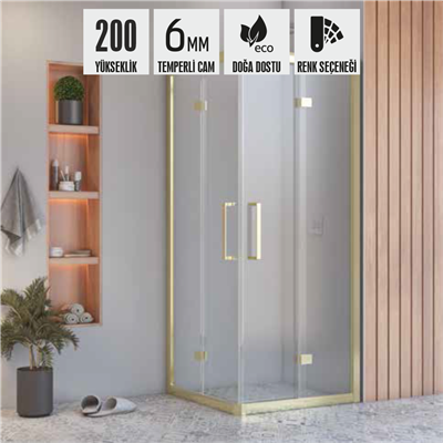 SHOWER BOLD İki Duvar Arası 2 Sabit 2 Çalışır, Kare Kabin