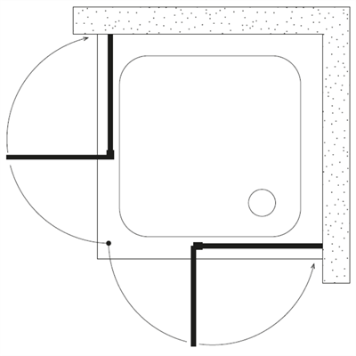 SHOWER BOLD İki Duvar Arası 2 Sabit 2 Çalışır, Kare Kabin