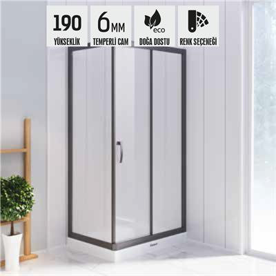SHOWER BOSS 1 Sabit 1 Açılır Dikdörtgen, Yan Panelli, Tekne Üzeri Kabin