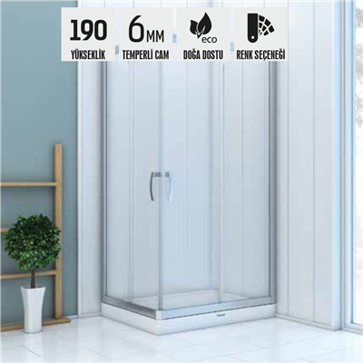 SHOWER BOSS 2 Sabit 2 Açılır Dikdörtgen Tekne Üzeri Kabin