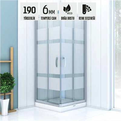 SHOWER BOSS 2 Sabit 2 Açılır Kare Tekne Üzeri Kabin