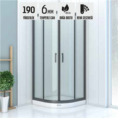 SHOWER BOSS 2 Sabit 2 Açılır Oval Tekne Üzeri Kabin