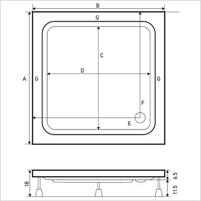 SHOWER Carisma Kare Duş Teknesi, Panelli