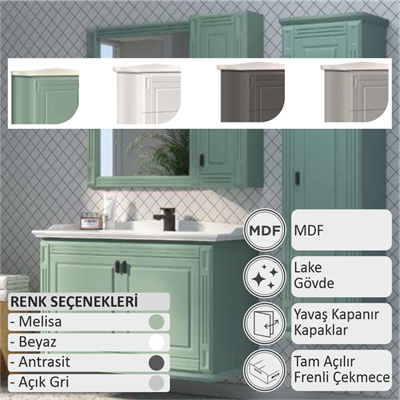 SHOWER CRISTAL Kapaklı, Banyo Dolabı 80 Cm (Boy Dolabı Dahil Değildir.)