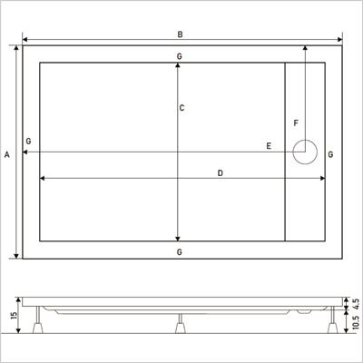SHOWER Drop Dikdörtgen Duş Teknesi, Panelli