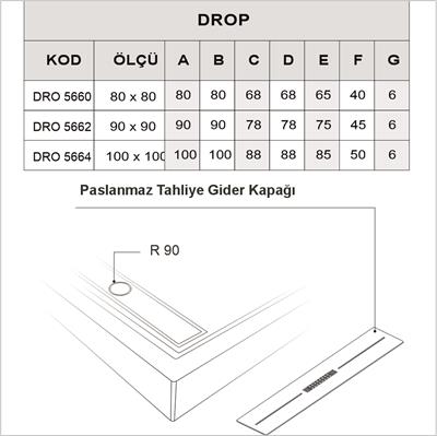SHOWER Drop Kare Duş Teknesi, Flat