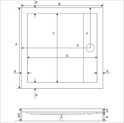 SHOWER Drop Kare Dus Teknesi H=12,5 cm, Monoblok