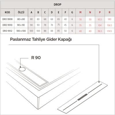 SHOWER Drop Oval Duş Teknesi, Flat