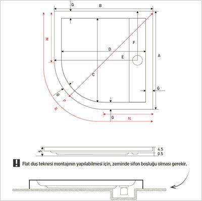 SHOWER Drop Oval Duş Teknesi, Flat
