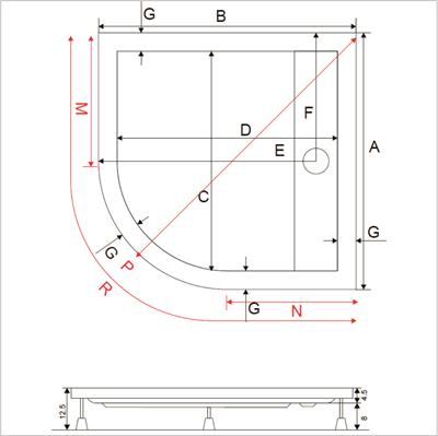 SHOWER Drop Oval Dus Teknesi H=12,5 cm, Monoblok