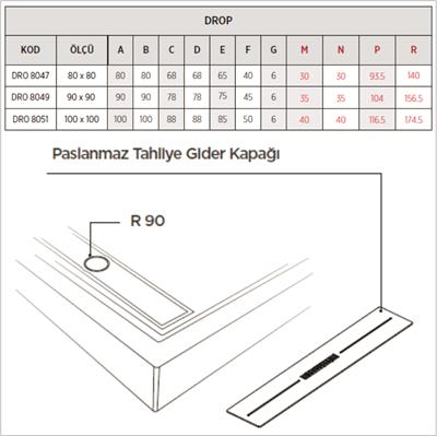 SHOWER Drop Oval Dus Teknesi H=12,5 cm, Monoblok