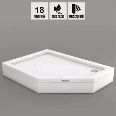 SHOWER Edge Beşgen Sağ - Sol Duş Teknesi, Panelli