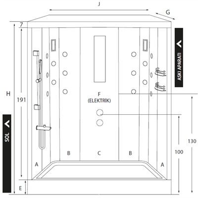 SHOWER FLORA Askı Aparatlı Tekne Üzeri Kompakt Sistem