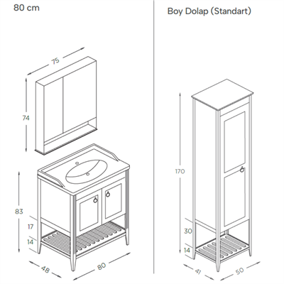 SHOWER FLORYA Banyo Dolabı 80 Cm