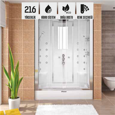 SHOWER FREJA Dikdörtgen Tekne Üzeri İki Duvar Arası Kompakt Sistem