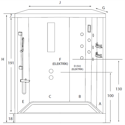 SHOWER FRESH Dikdörtgen Tekne Üzeri İki Duvar Arası Kompakt Sistem