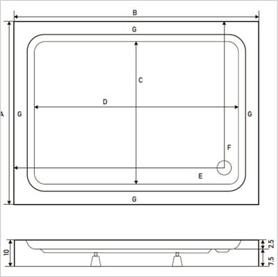 SHOWER Frey Dikdörtgen Slimblok Duş Teknesi, Monoblok