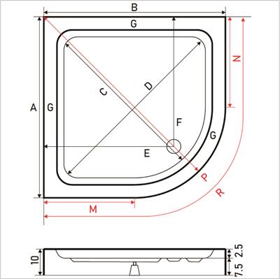 SHOWER Frey Oval Slimblok Duş Teknesi, Monoblok