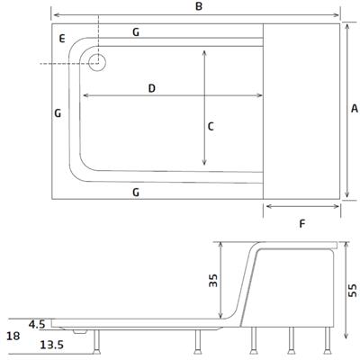 SHOWER GAYA Çekmeceli Dikdörtgen Panelli Duş Teknesi