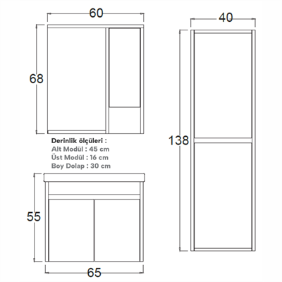 SHOWER HAZAR Boy Dolabı 