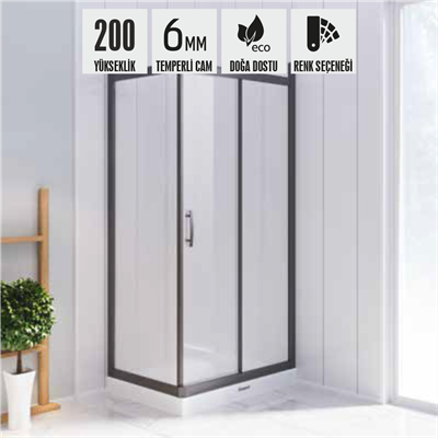 SHOWER ICON 1 Sabit 1 Çalışır Dikdörtgen, Yan Panelli, Tekne Üzeri Kabin