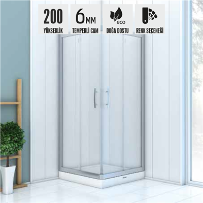 SHOWER ICON 2 Sabit 2 Çalışır Kare Tekne Üzeri Kabin