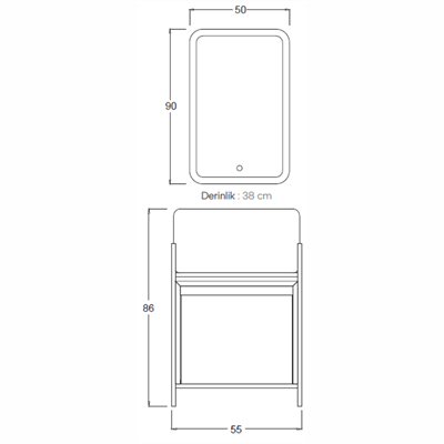 SHOWER IRON Banyo Dolabı 55 Cm 