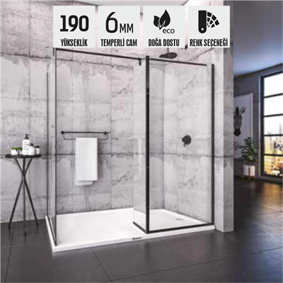 SHOWER JOY 2 Sabit Ön Cephe Girişli Yan Panelli Tekne Üzeri Kabin