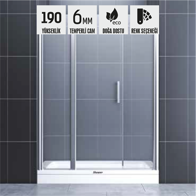 SHOWER JUPITER İki Duvar Arası 2 Sabit 1 Açılır Tekne Üzeri Kabiın (Köşe Menteşeli)
