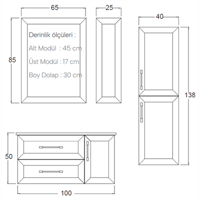 SHOWER LEXA Üst Blok Dolap 