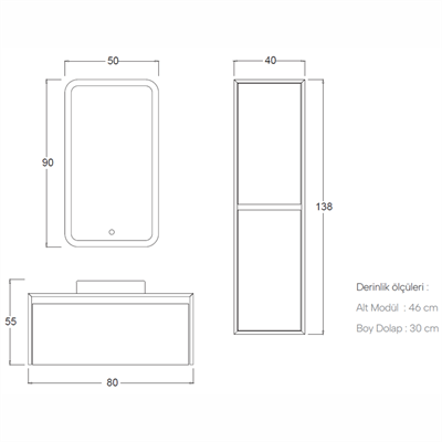 SHOWER LINE Boy Dolabı 