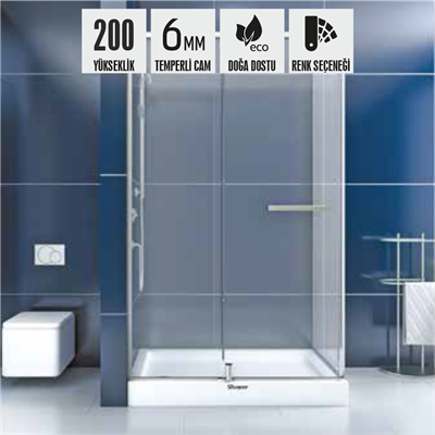 SHOWER MARS 1 Sabit 1 Açılır Yan Panelli Tekne Üzeri Kabin