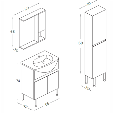 SHOWER MELİS Banyo Dolabı 65 Cm
