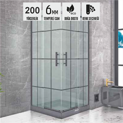 SHOWER MERKÜR 2 Sabit 2 Çalışır Köse Girişli Tekne Üzeri Kare Kabin