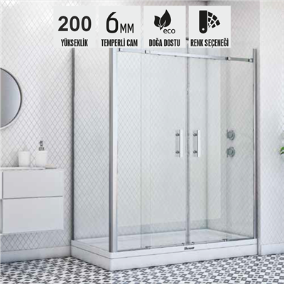 SHOWER MERKÜR 2 Sabit 2 Çalışır Yan Panelli Kabin