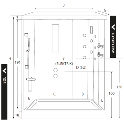 SHOWER MONİLA Askı Aparatlı Tekne Üzeri Kompakt Sistem