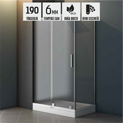 SHOWER MOON 1 Sabit 1 Çalışır Yan Panelli Lüks Kabin