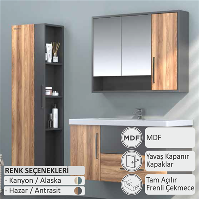 SHOWER Moon Banyo Dolabı 100 Cm (Boy Dolabı Dahil Değildir.)