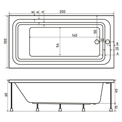 SHOWER NEO Dikdörtgen Taşmalı Özel Küvet