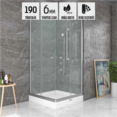 SHOWER NEPTUN 2 Sabit 2 Çalışır Kare Tekne Üzeri Kabin