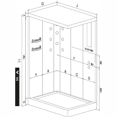 SHOWER NİLS Dikdörtgen Tekne Üzeri Kompakt Sistem