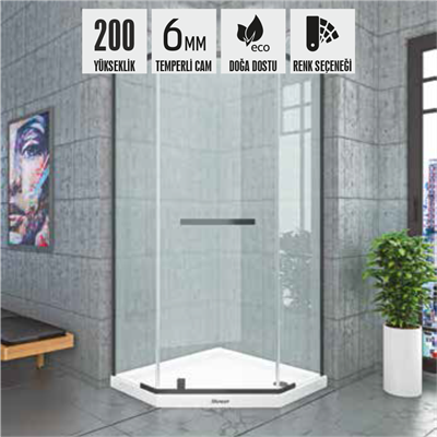 SHOWER ORIGINAL 2 Sabit 1 Açılır Beşgen Kabin