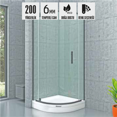 SHOWER ORIGINAL 2 Sabit 1 Açılır Oval Tekne Üzeri Kabin