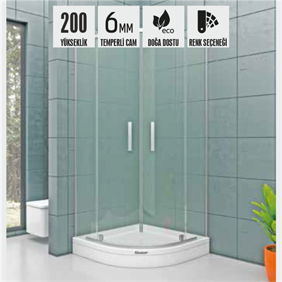 SHOWER ORIGINAL 2 Sabit 2 Açılır Oval Tekne Üzeri Kabin