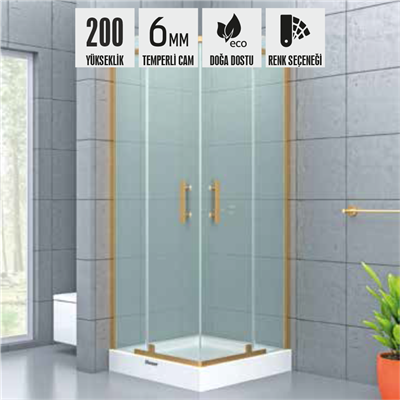 SHOWER ORIGINAL 2 Sabit 2 Açılır Yan Panelli Tekne Üzeri, Kare Kabin