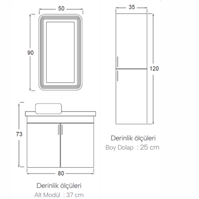 SHOWER ÖZGÜN Banyo Dolabı 80 Cm (Boy Dolabı Dahil Değildir.)