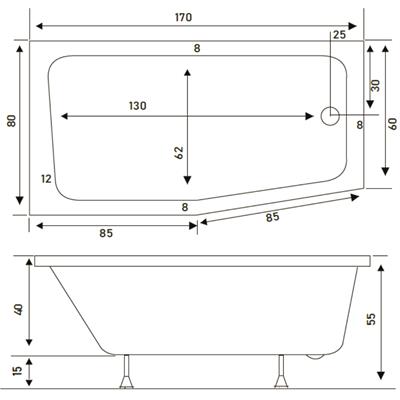 SHOWER PENTA Dikdörtgen Taşmalı Özel Küvet