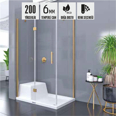 SHOWER PLACE 1 Sabit 1 Açılır Dikdörtgen Yan Panelli, Tekne Üzeri Kabin