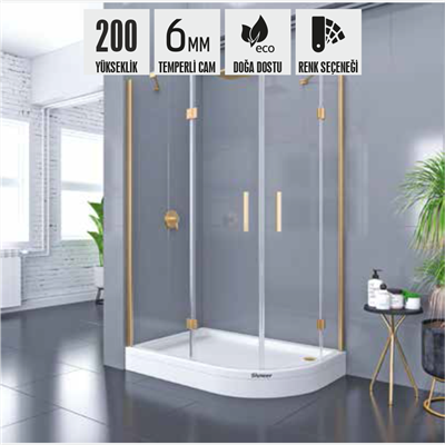 SHOWER PLACE 2 Sabit 2 Açılır Asimetrik Tekne Üzeri Kabin