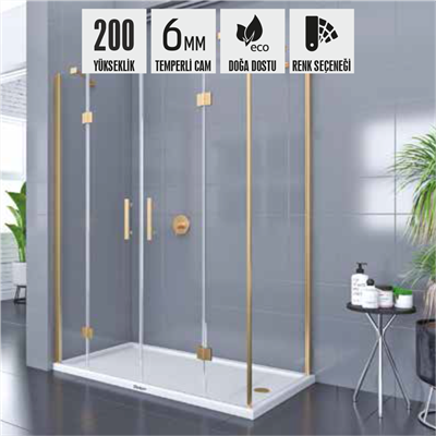 SHOWER PLACE 2 Sabit 2 Açılır Dikdörtgen Yan Panelli, Tekne Üzeri Kabin